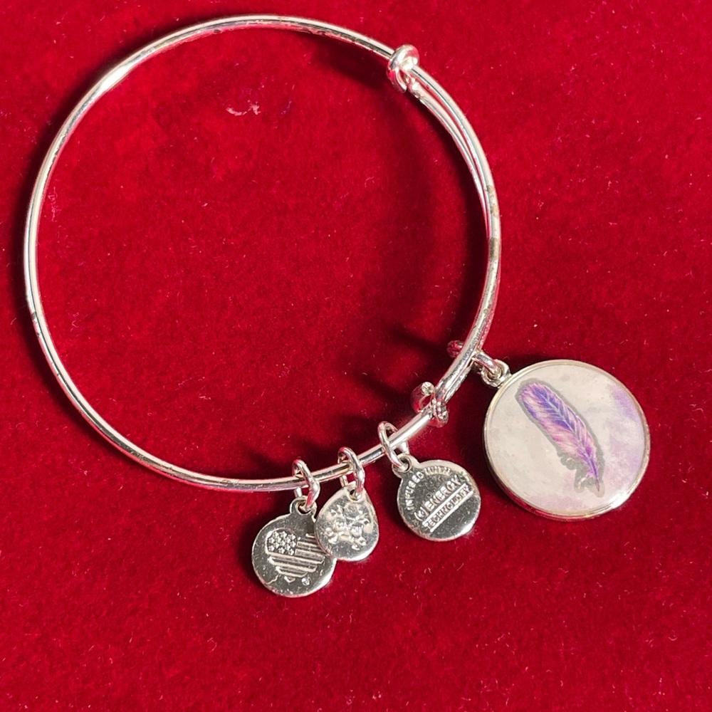 Alex and Ani Purple Feather Bracelet